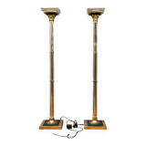 Maison Roméo – Pair of large floor lamps, circa 1970 (B) Lucite and gilded bronze