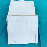 6 white glazed ceramic plates vague design and contemporary patterns