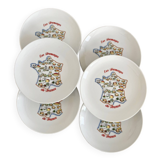 Lot de 6 assiettes à fromage vintage Euro porcelaine française