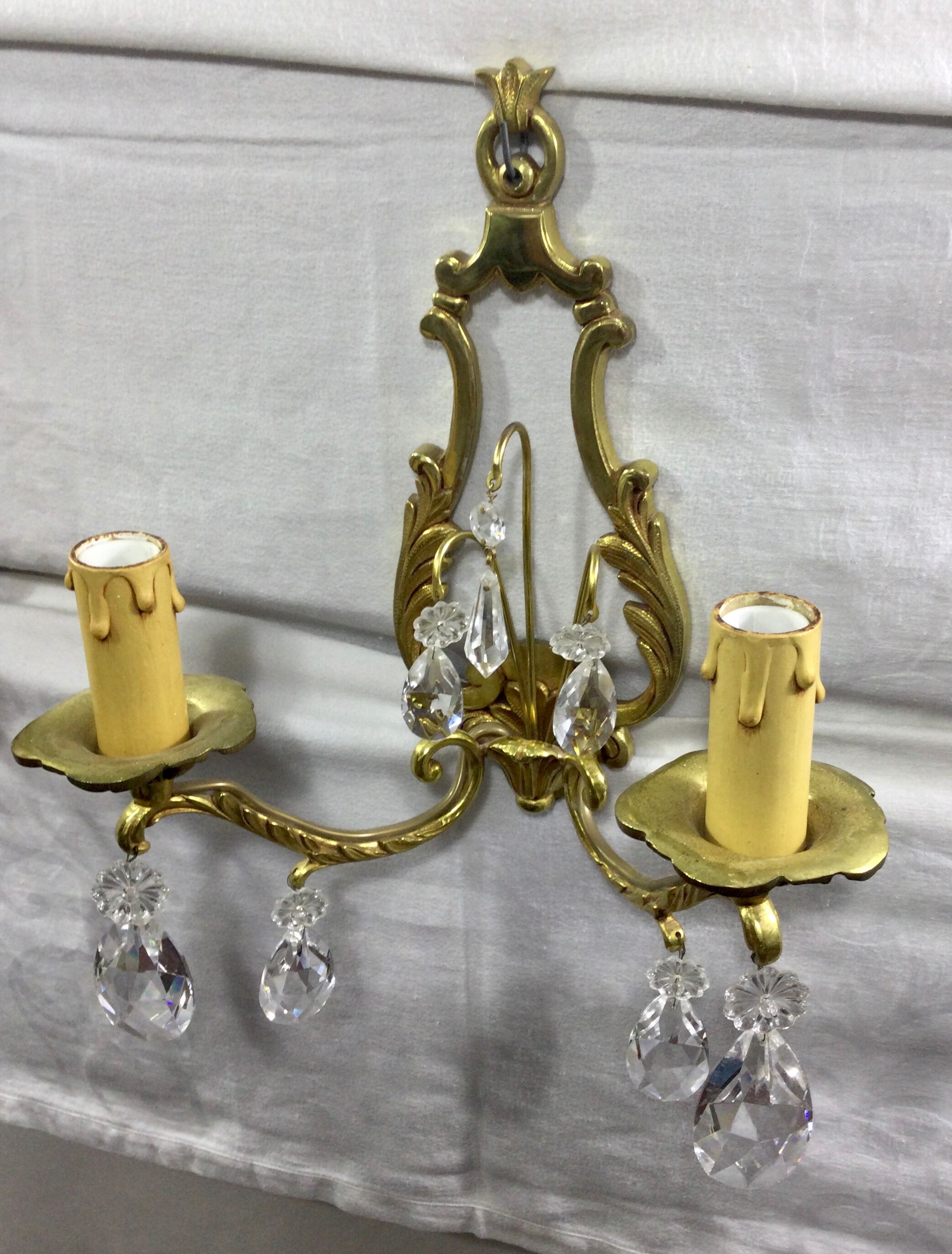 Pair of Wall Lamp Bronze And Crystal 2 Lights