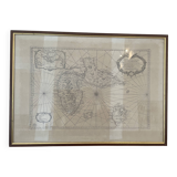 Vintage framed map of Guadeloupe