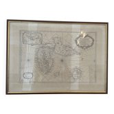 Vintage framed map of Guadeloupe