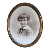 Oval photo frame of Victorian girl portrait ancestor painting