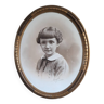 Oval photo frame of Victorian girl portrait ancestor painting