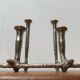 Brutalist sculptural cast aluminium candlestick Danish