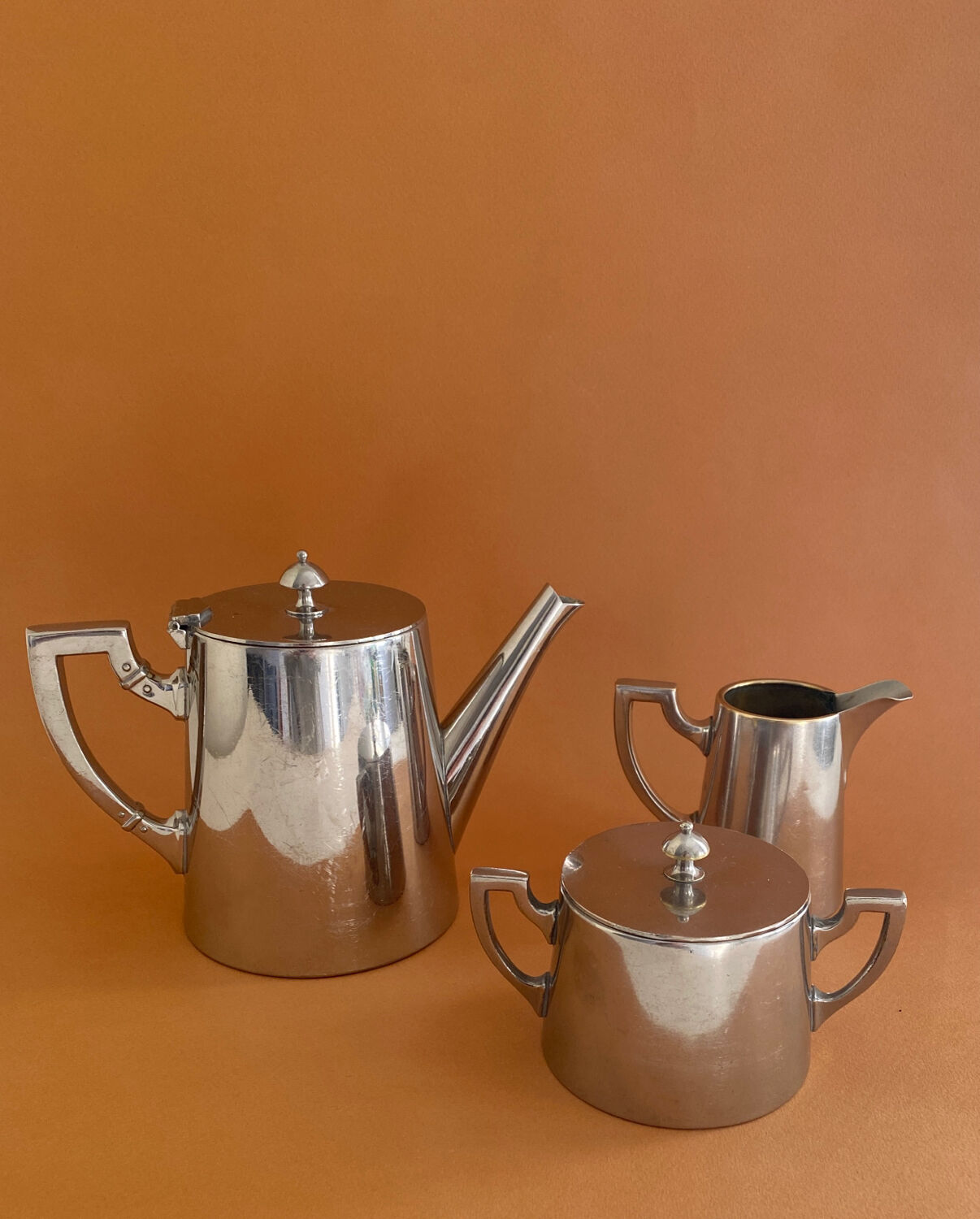 Silver metal teapot