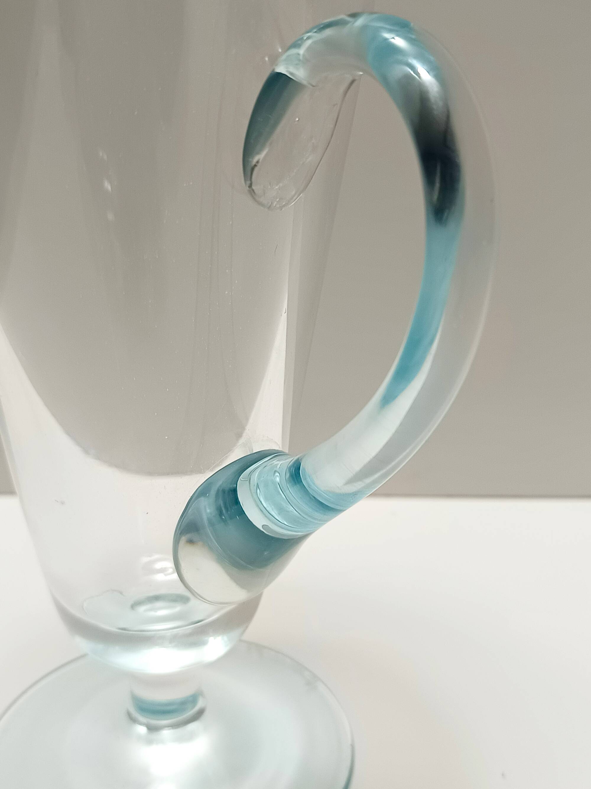 Light Blue Murano Glass Cocktail Set of 6 Glasses and a Pitcher by La Murrina
