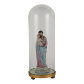 Sculpture ancienne Saint Joseph en vitrine, Italie '900, porcelaine polychrome