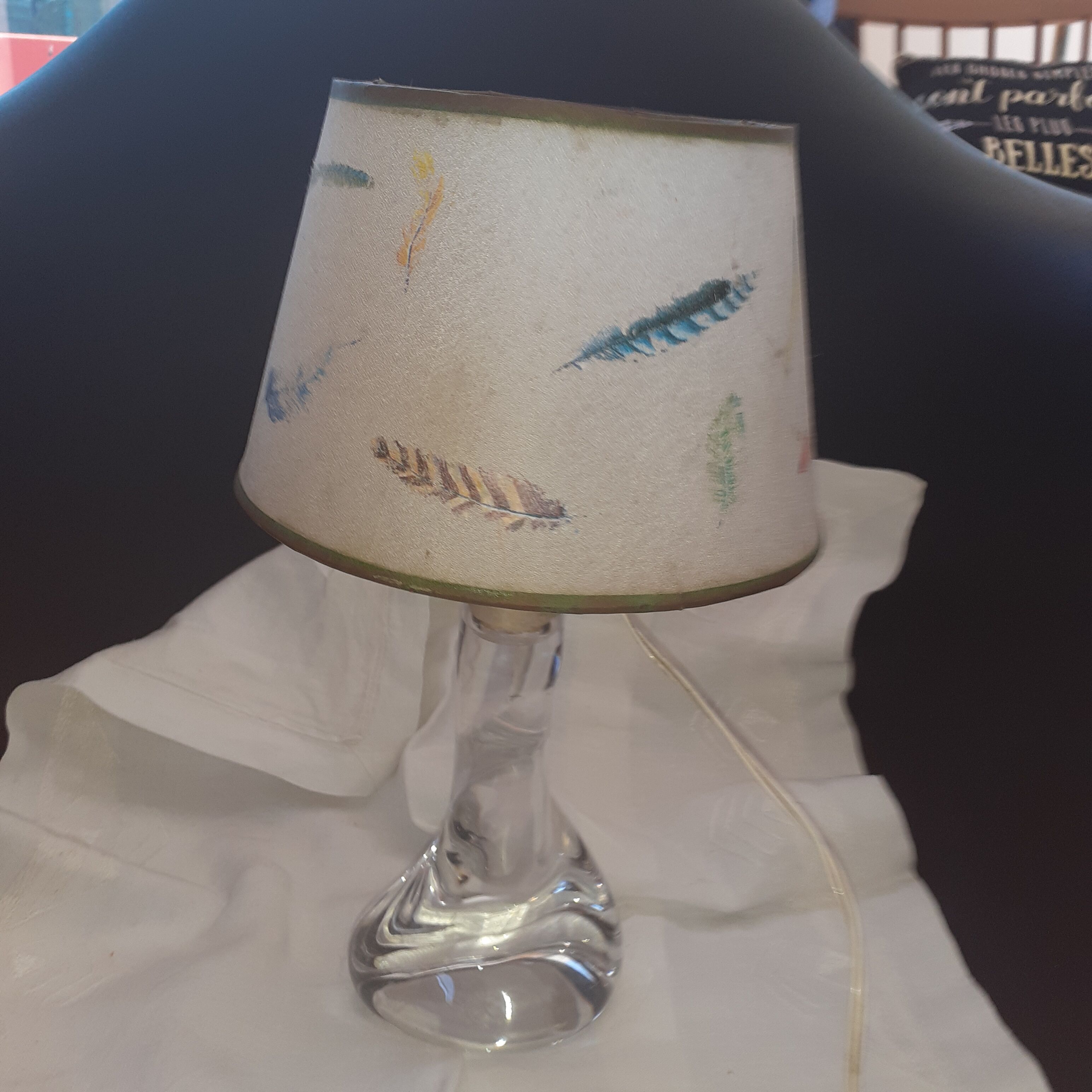 Lamp with its lampshade in Crystal of Sévres