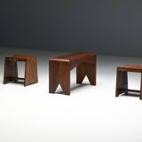 Mid-Century Walnut Bench, France, Late 20th Century