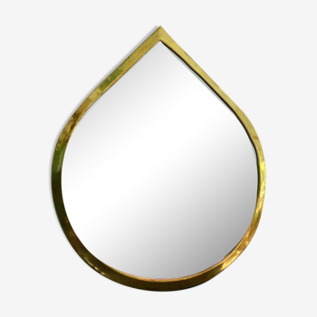 Miroir en laiton doré patiné forme de goutte - 39x33cm