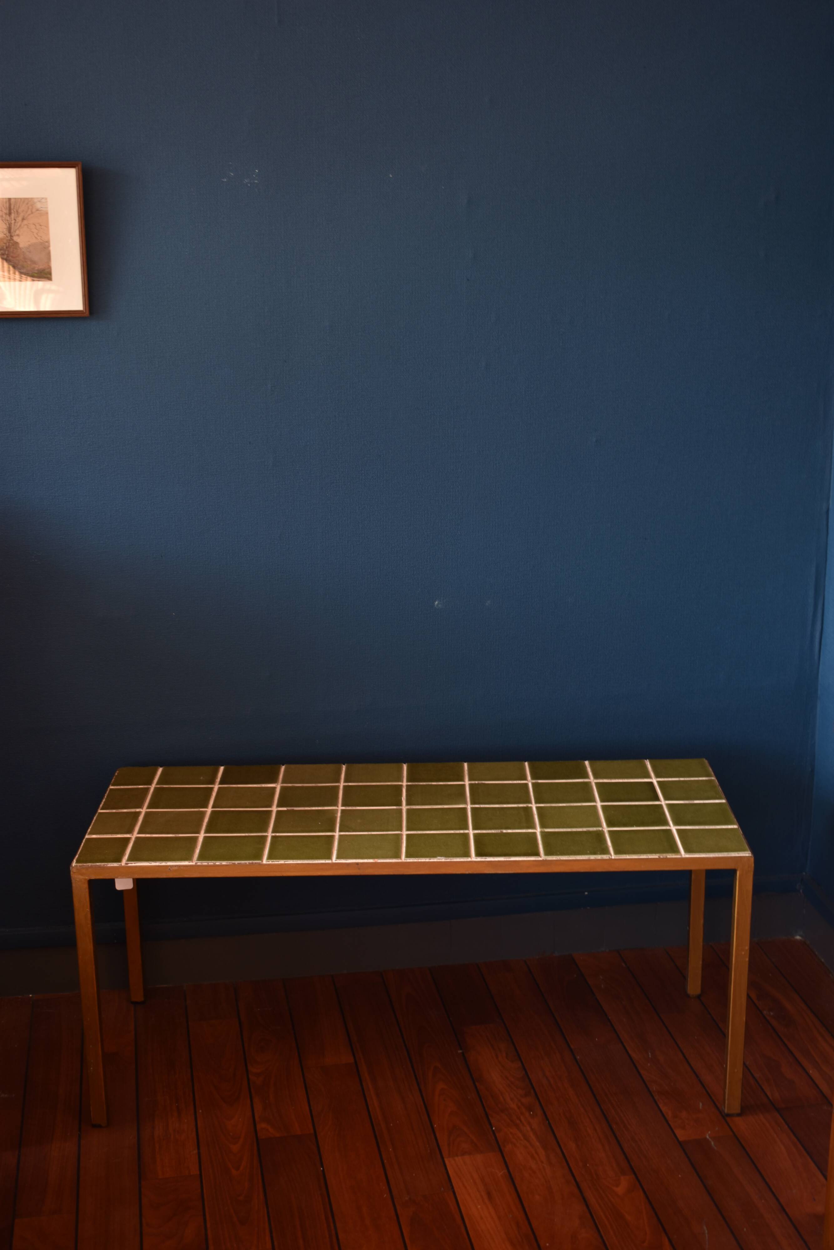 Vintage coffee table green tiles