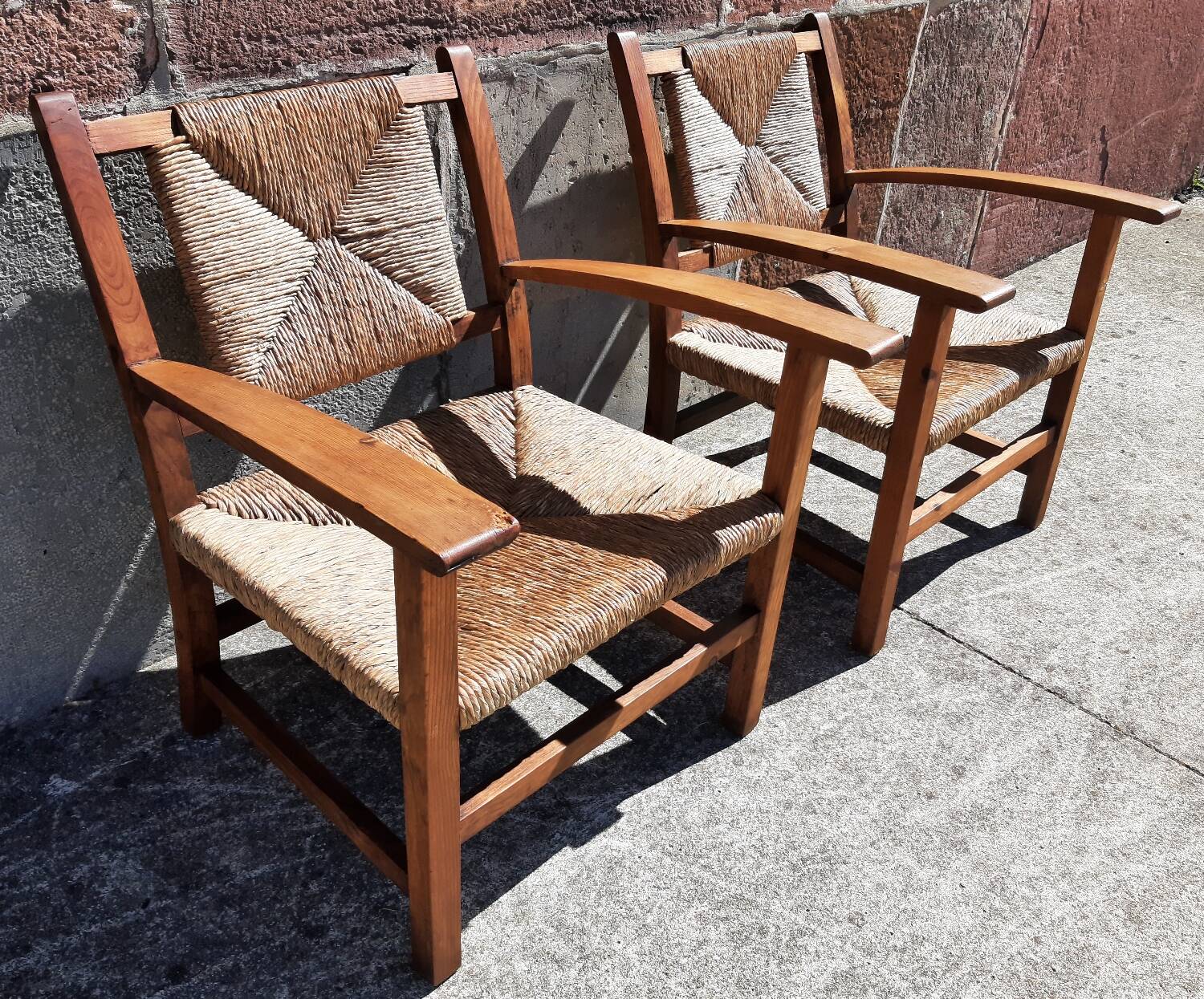 Paire de fauteuils paille (Josep Torres Clavé, 1936)