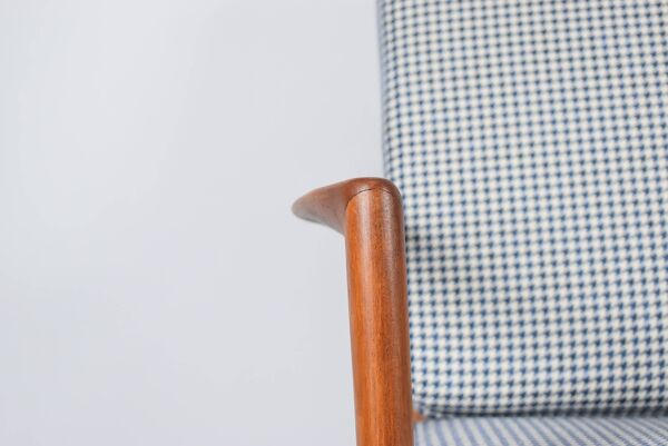 Fauteuil scandinave original Stefan, entièrement restauré, icône des années 1960, pied de poule