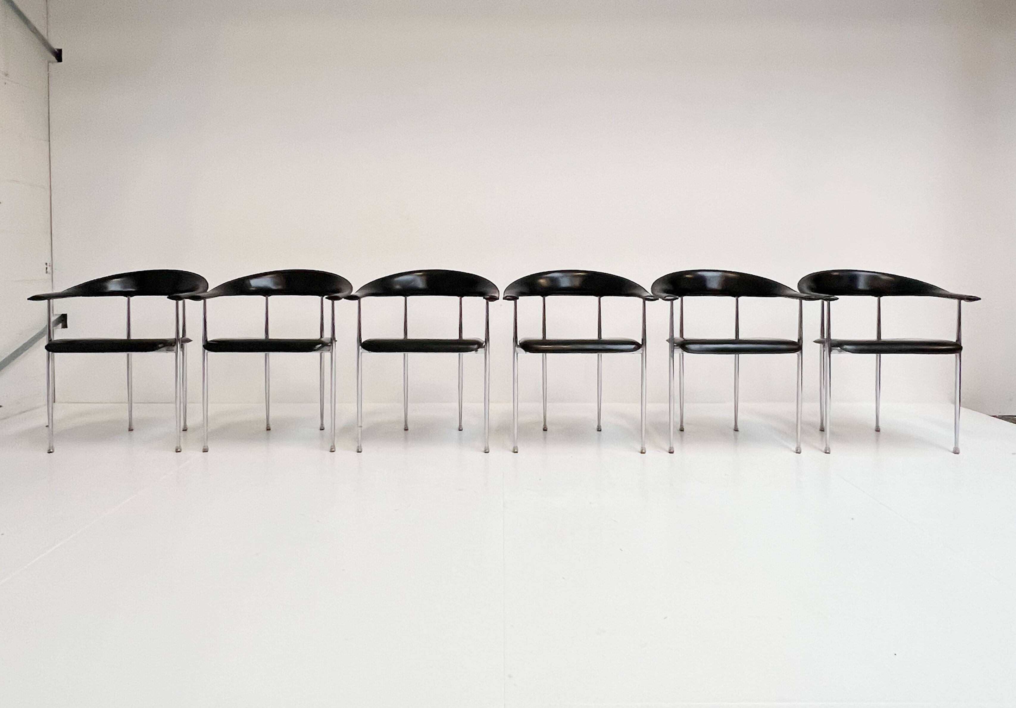 Ensemble de 6 chaises P40 de Giancarlo Vegni pour Fasem, années 1980