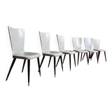 Set of 6 Baumann Essor model chairs in white imitation leather