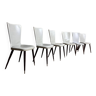 Serie de 6 chaises Baumann modèle Essor en simili cuir blanc