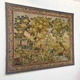 Tapisserie verdure dans le goût d’Aubusson sur châssis (214 x 176 cm)