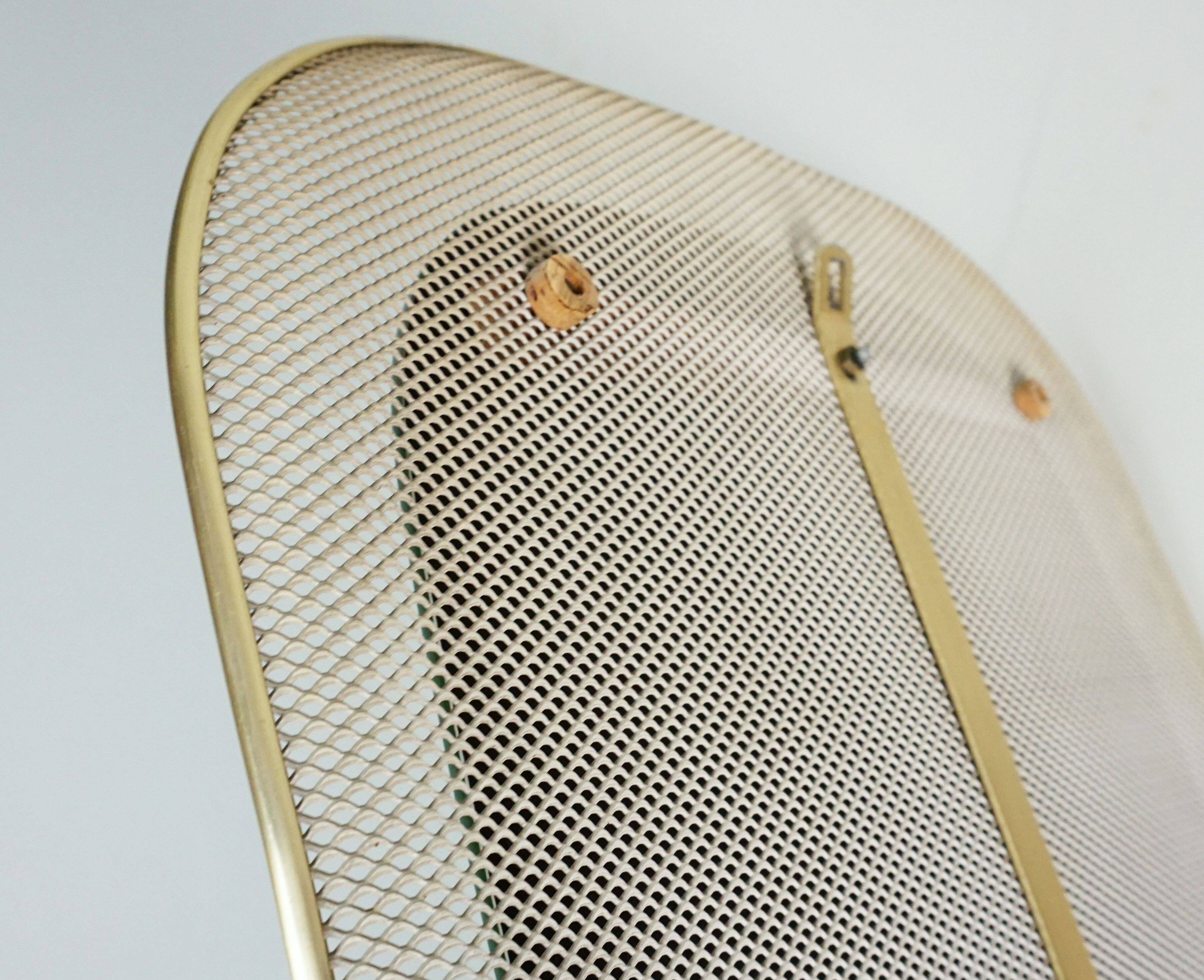 beautiful 1950's mid century modern WALL MIRROR wire mesh frame and brass