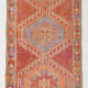 Turkish vintage geometric pattern red runner rug