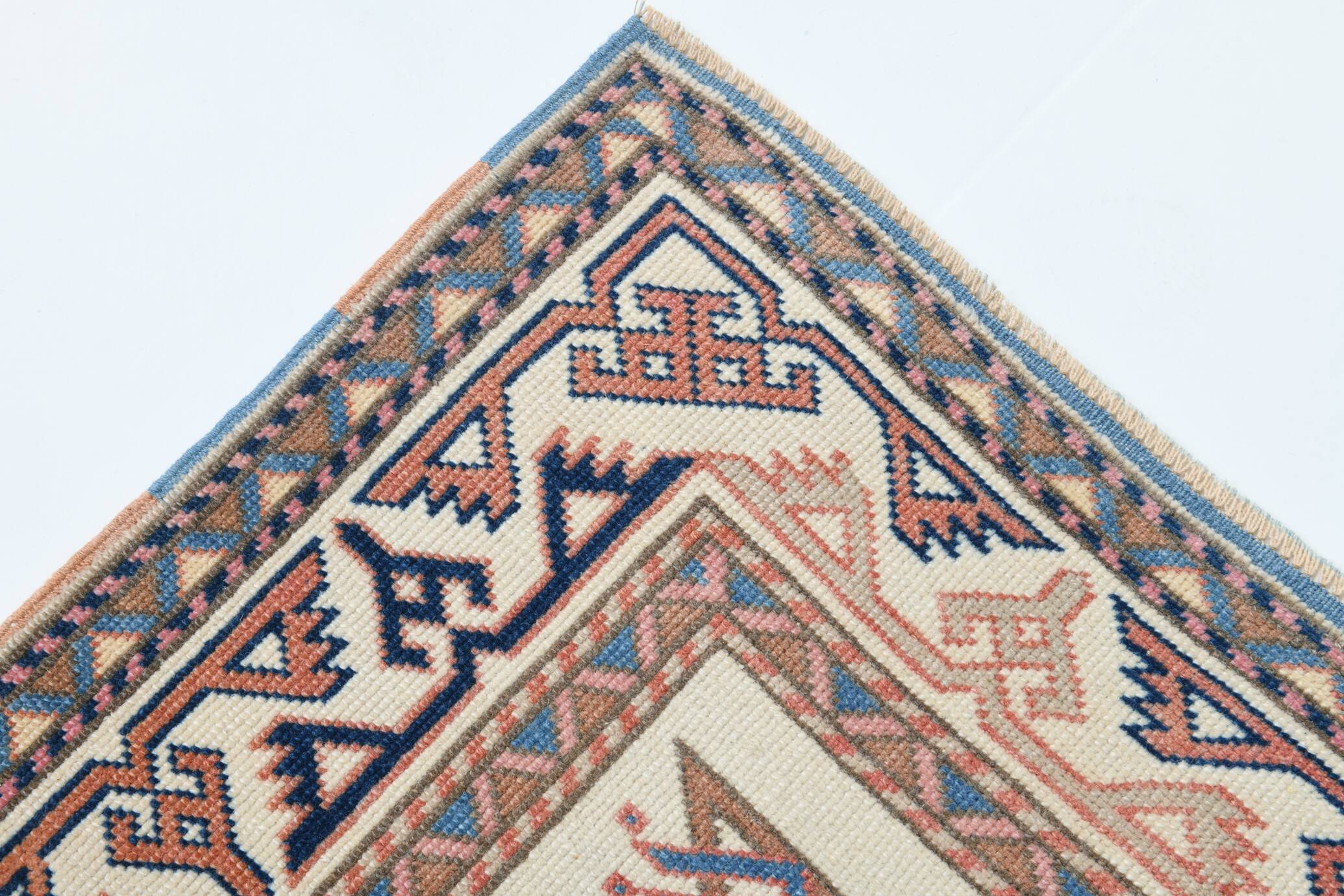 3x10 Navy Blue & Cream Persian Runner Rug, 98x321Cm