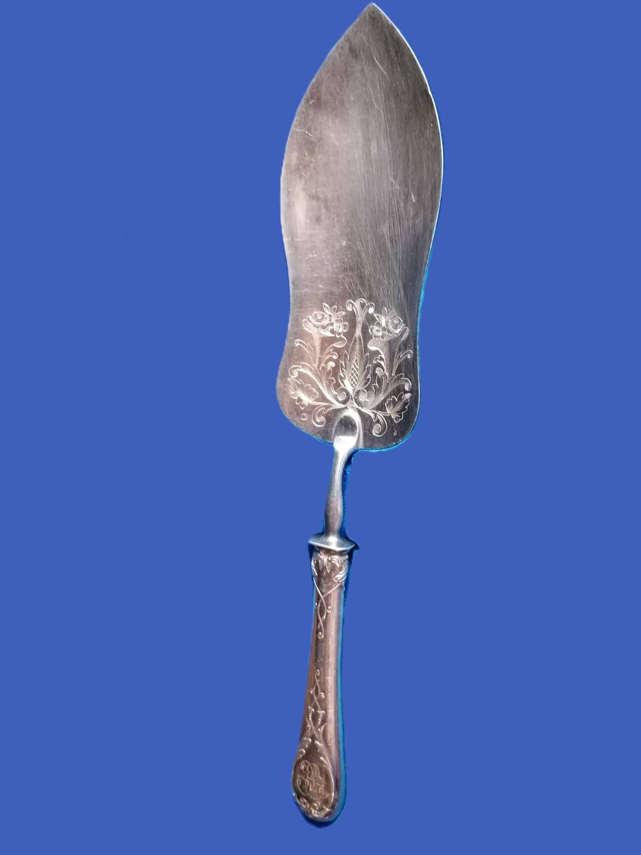 Solid silver serving shovel, 1st grade. Louis XV / Art Nouveau style