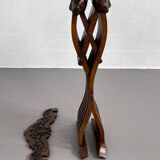 Vintage carved wooden folding armchair