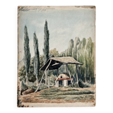 Old watercolor rural landscape dated 1885