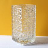 Vintage Clear Pressed Glass Vase Taalari by Tamara Aladin / Finland / 1969
