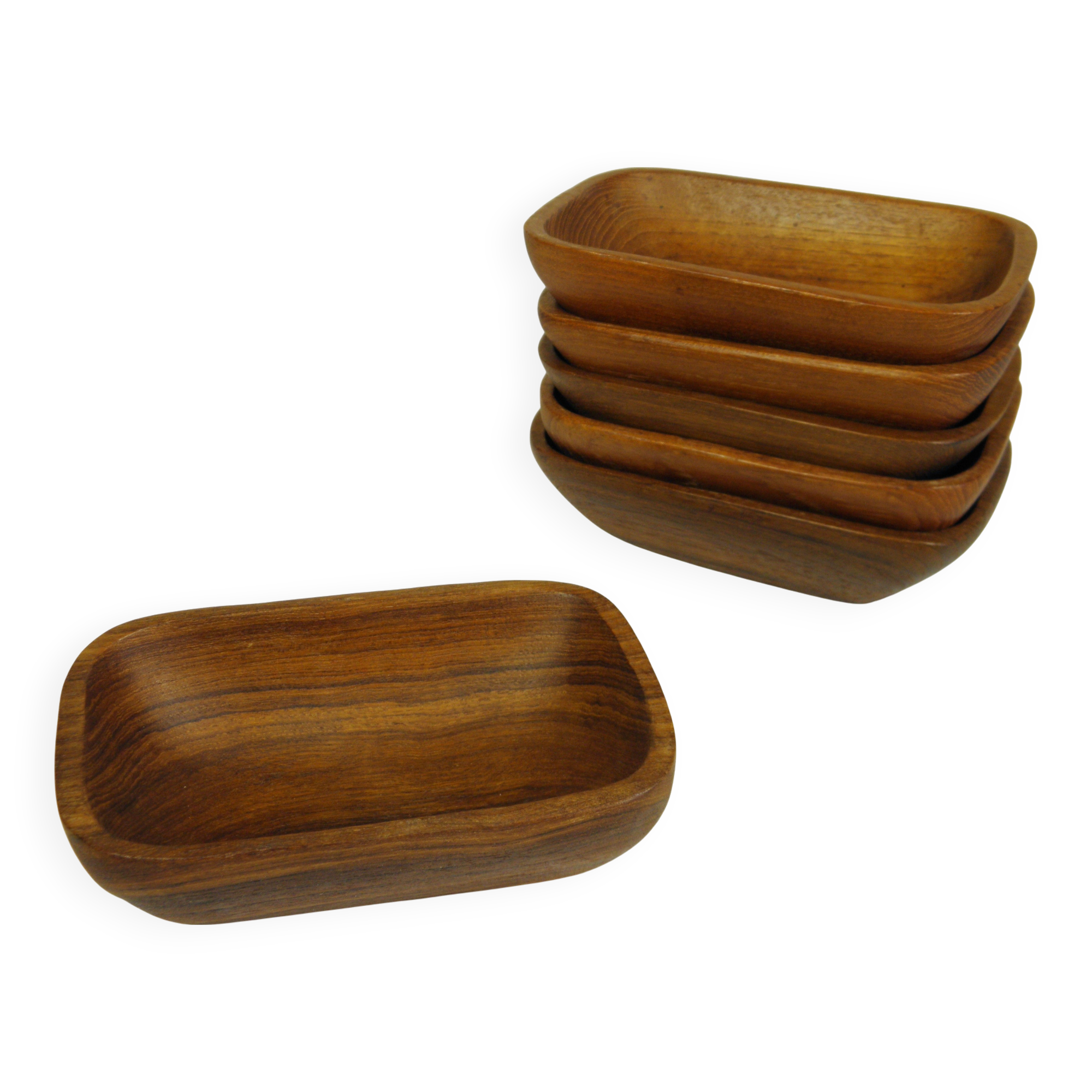 Set of 6 teak bowls 15 x 10