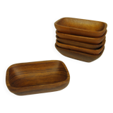 Set of 6 teak bowls 15 x 10