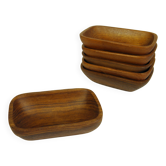 Lot de 6 coupelles en teck 15 x 10