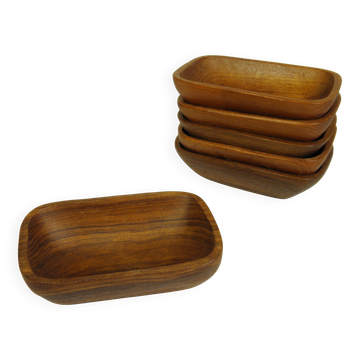 Lot de 6 coupelles en teck 15 x 10