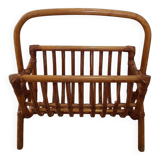 Vintage rattan wicker magazine rack