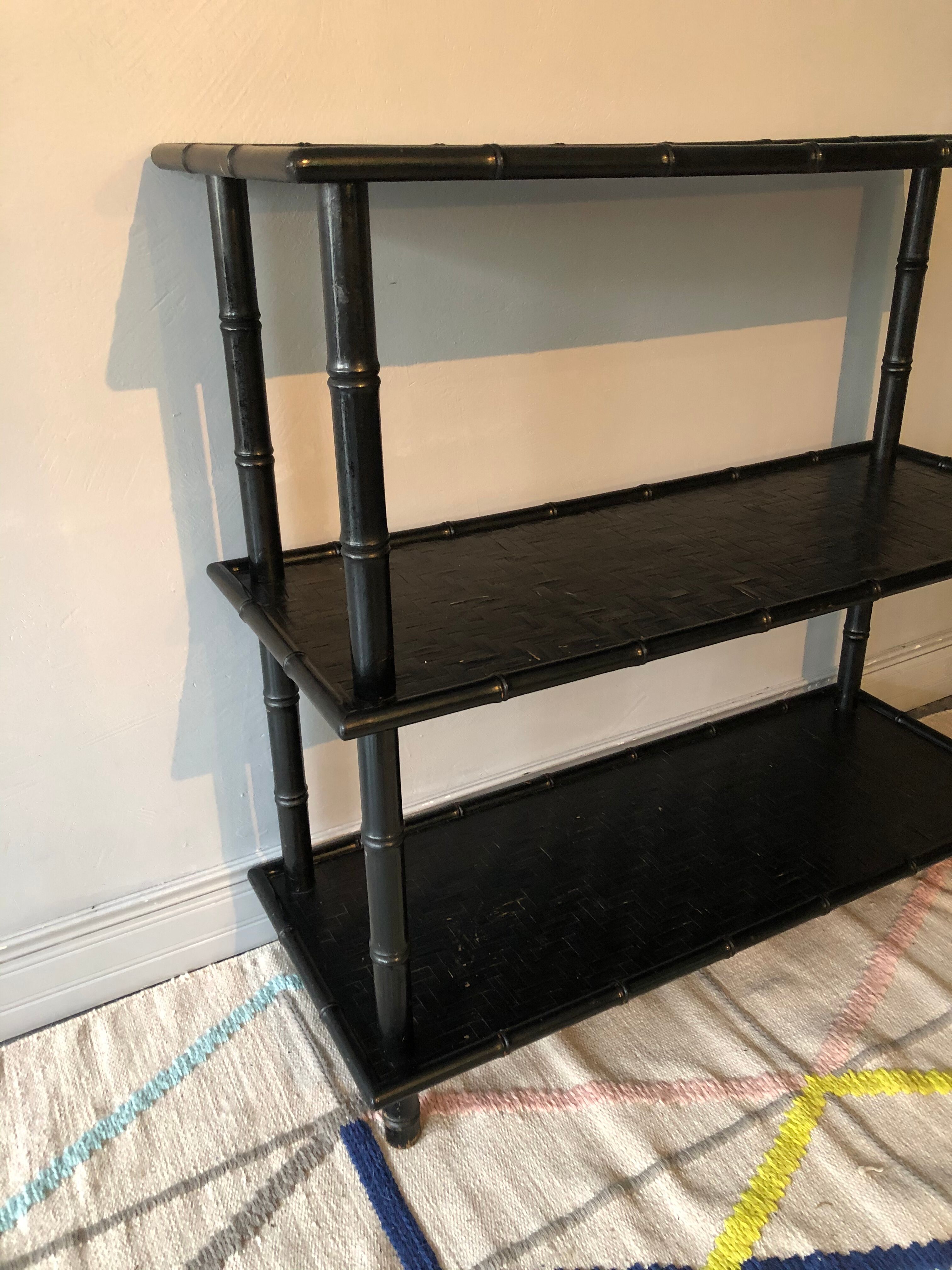 Vintage bamboo black shelf
