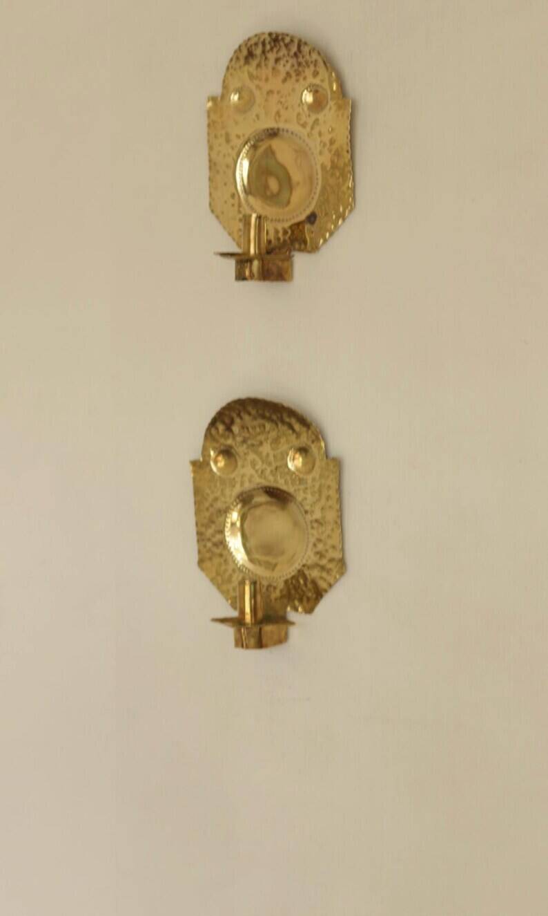 Pair of Swedish Brass Wall Sconces from the Mid-Century