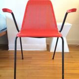 Braided plastic armchair and steel design 50s - 60s