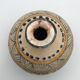Vintage vase shaped terracotta ball with handheld paint decoration polychrome signed