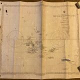 Old Galapagos maritime map with signature of the hydrographic US Navy captains