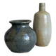 2 stoneware ceramics, vintage glazed stoneware vase
