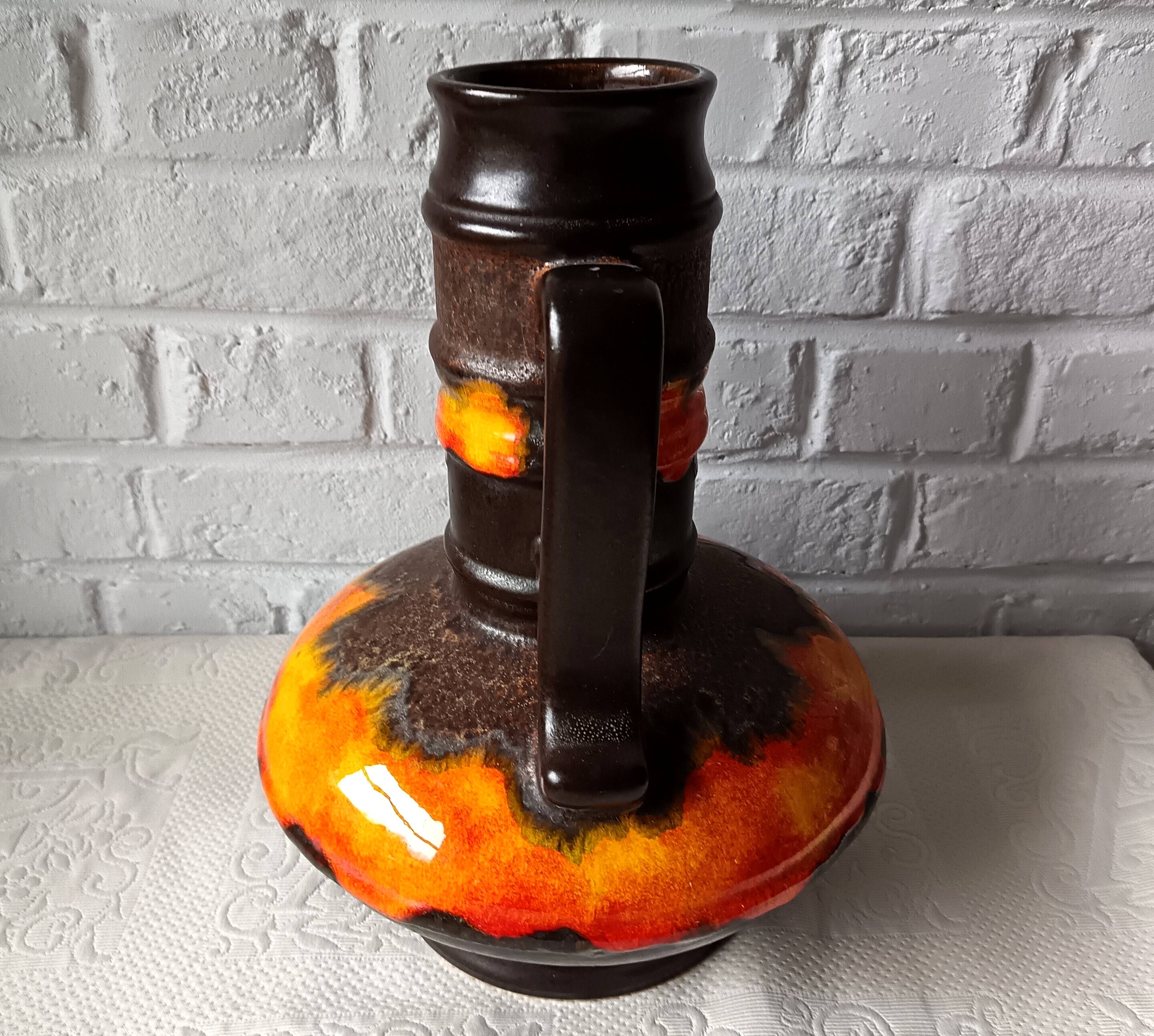 Large baluster ceramic vase, West Germany, Fat Lava 1970 vintage