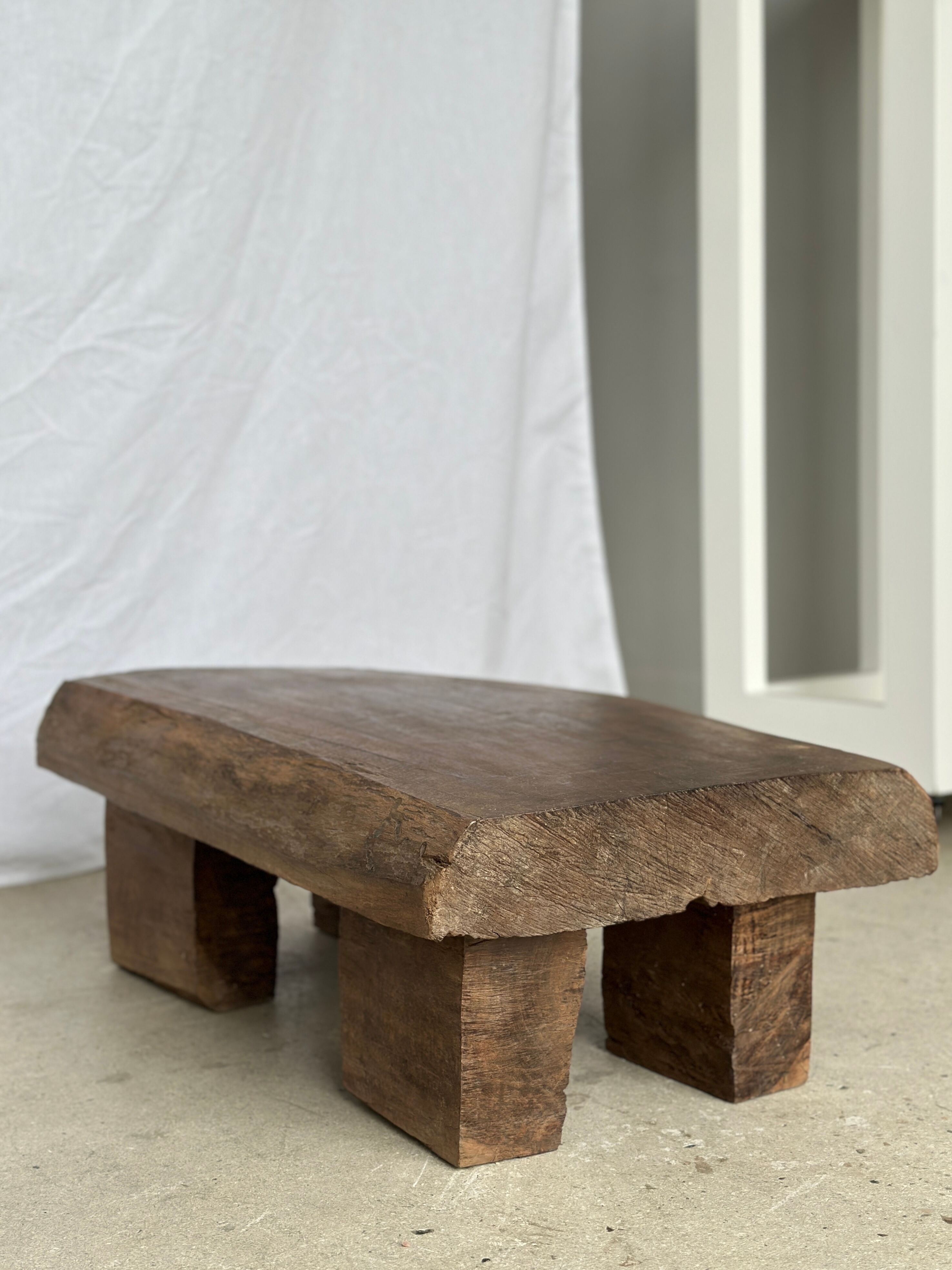 Asian solid wood quadripod brutalist coffee table H30 L81 l42