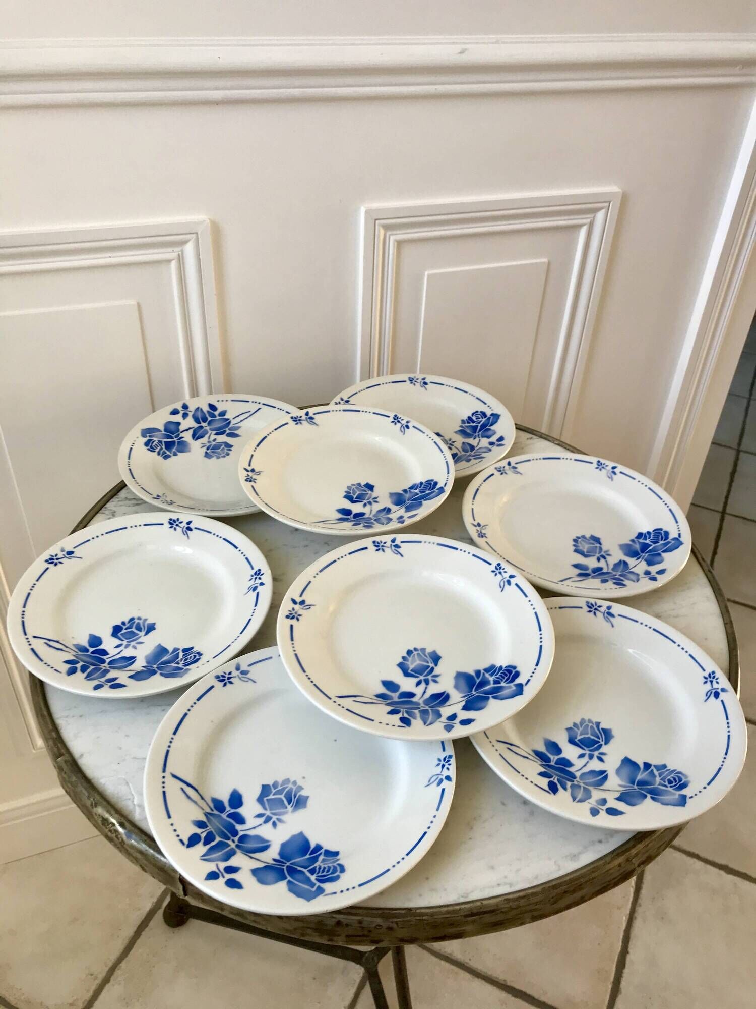 set of 8 St Amand dessert plates Gilbert model 50s
