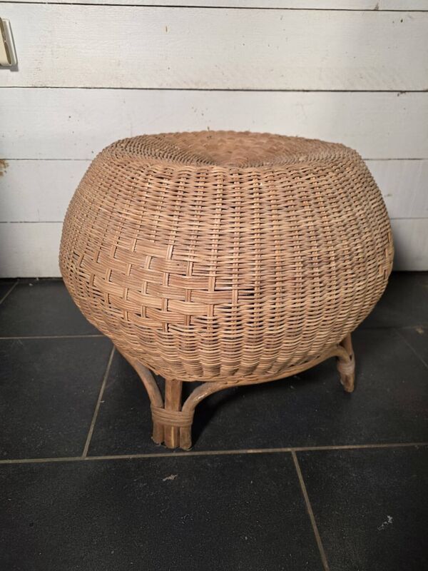 Tabouret boule osier rotin vintage design italien années 70