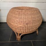 Vintage Italian design rattan wicker ball stool from the 1970s.