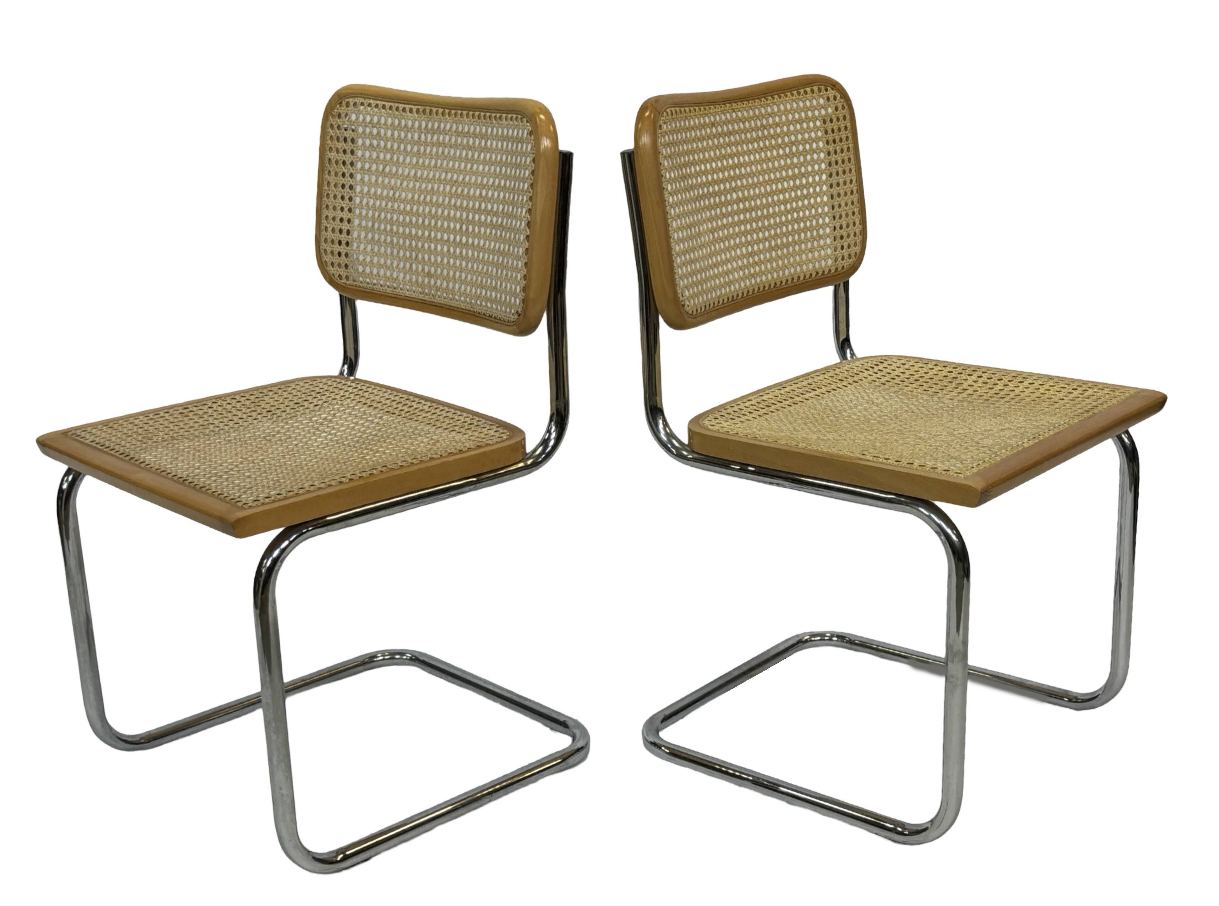 Set of 4 chairs Cesca B32 designed by Marcel Breuer design made in Italy