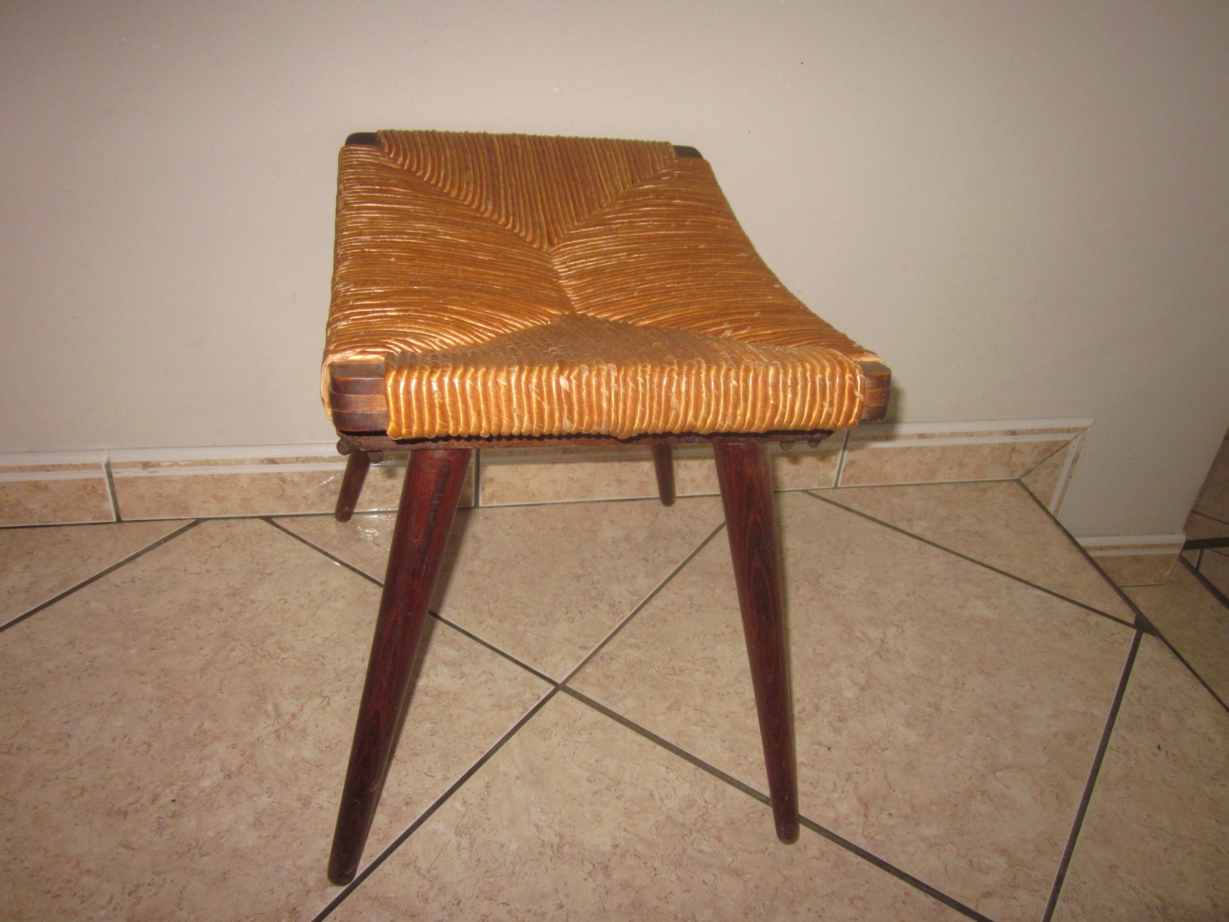 Tabouret vintage paille 1960
