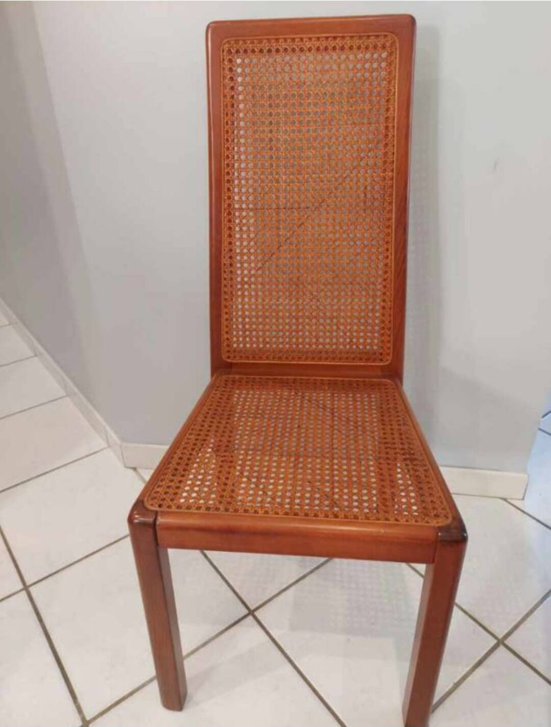 Set of 6 cane chairs, vintage Italian design, 1970s