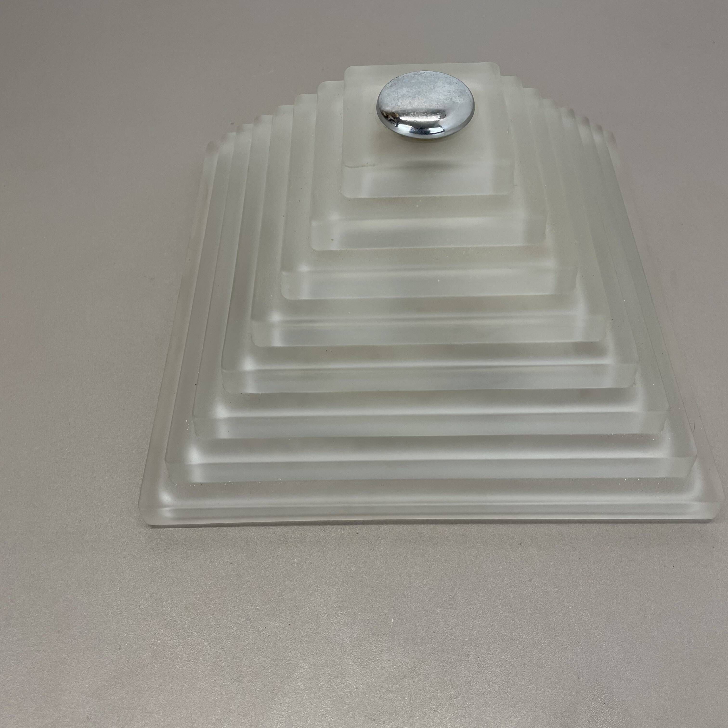 Cubic satin white glass wall light by glashütte limburg attrib., germany 1980s