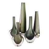 Collection de 5 vases Scandinaves en verre sommerso Nils Landberg pour Orrefors